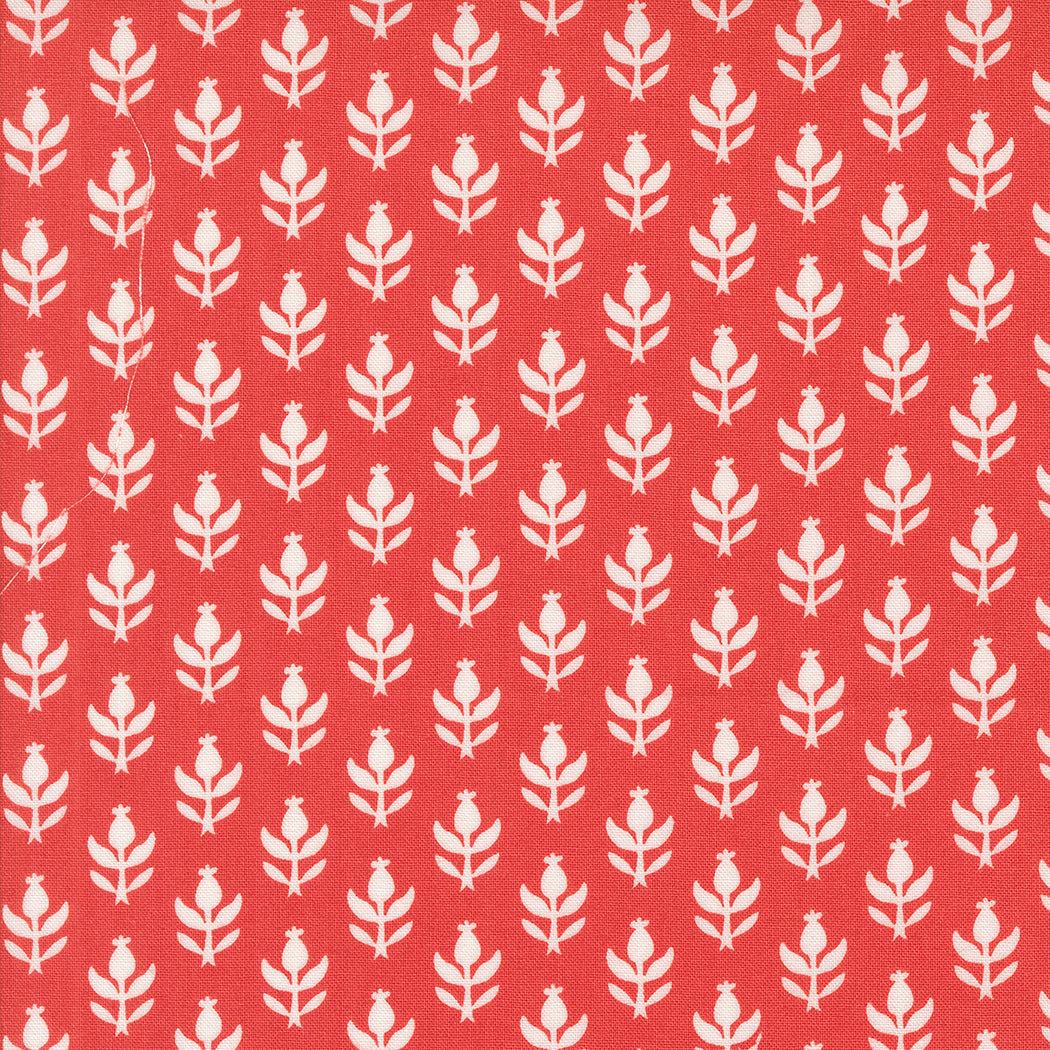 Buon Natale red fabric with white poinsettia thistle floral pattern by Joanna Figueroa for Moda Fabrics