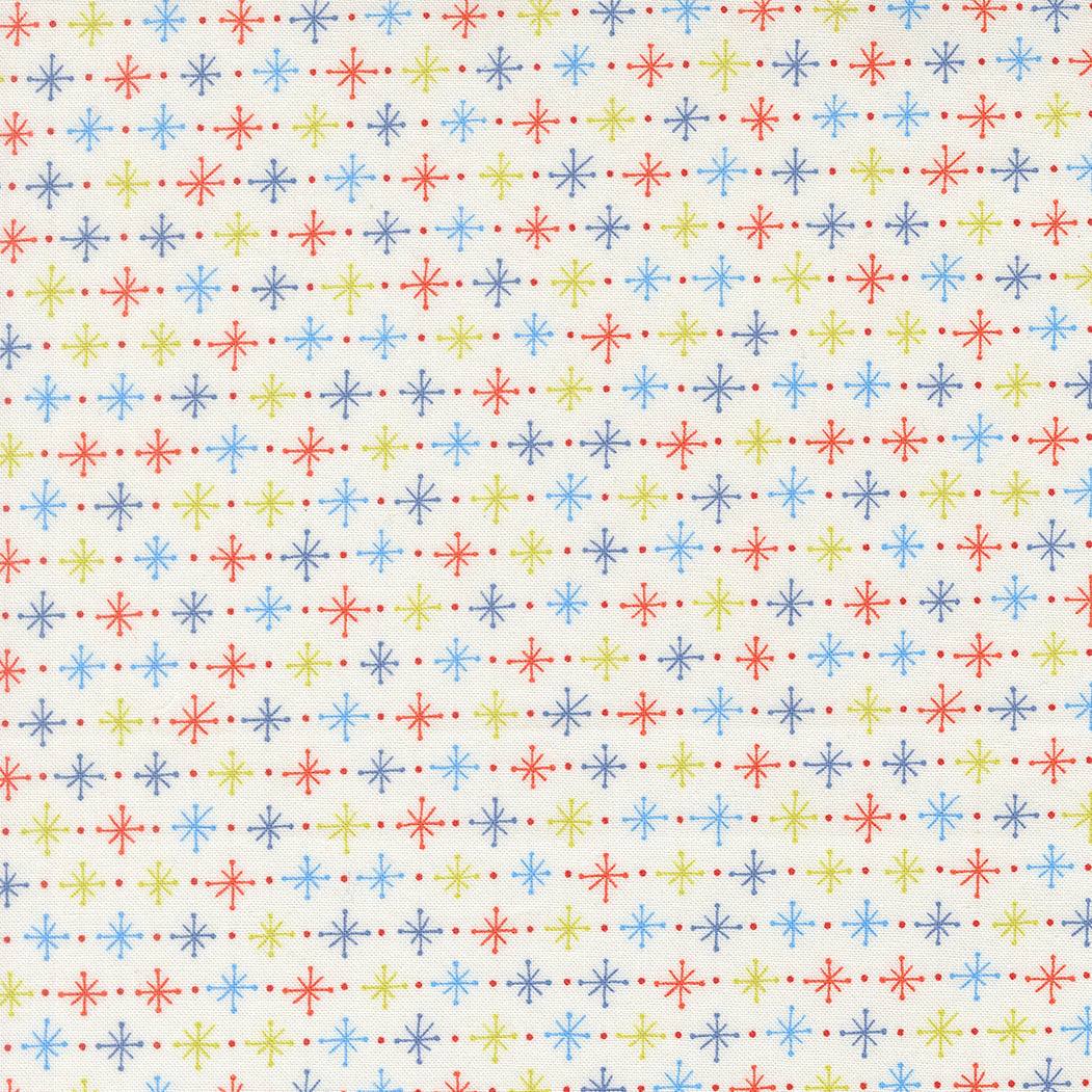 Rosie Twinkling Star fabric in whipped cream color with multicolor star pattern by Joanna Figueroa for Moda Fabrics