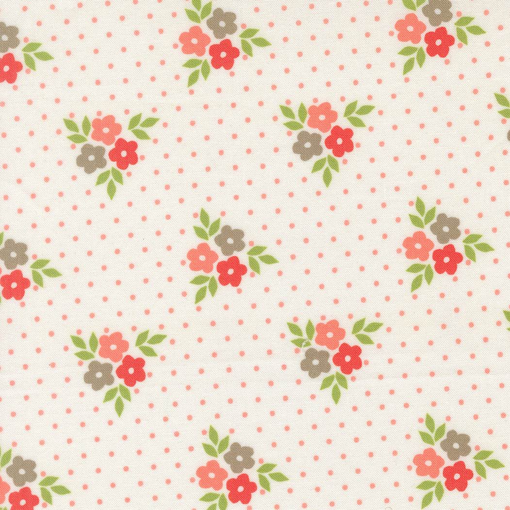 Poinsettia & Pear Bouquet fabric by Sherri & Chelsi featuring florals, leaves, and holiday prints in red, green, pink, and grey tones