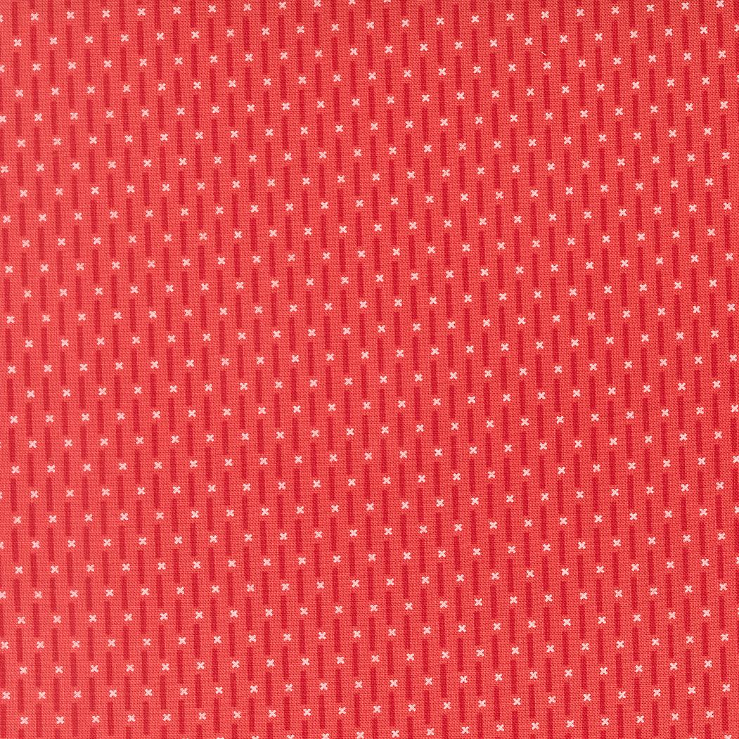 Poinsettia & Pear fabric with candy stripe geranium pattern by Sherri & Chelsi for Moda Fabrics in festive red, green, pink, and grey colors