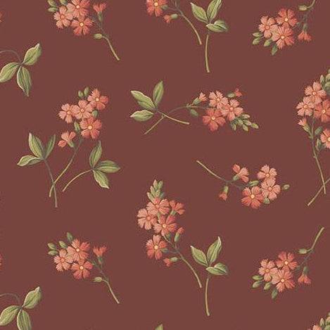 Farmer's Daughter fabric with peach floral pattern on dusty rose background by Edyta Sitar