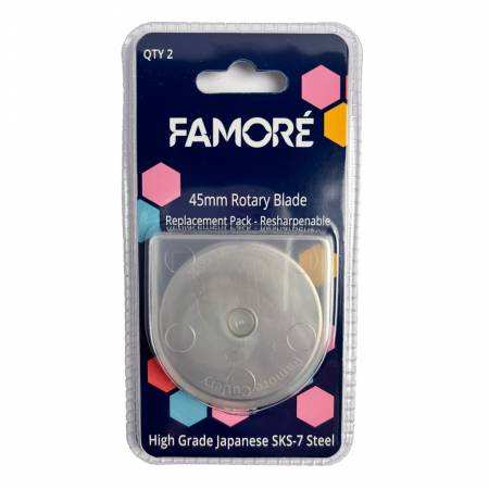 Famore Japanese Steel 45mm SKS-7 rotary replacement blades 2 pack in packaging