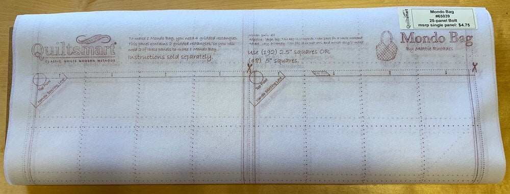 Quiltsmart Mondo Bag Interfacing Panel QS60039 for sewing half of a bag sold by panel