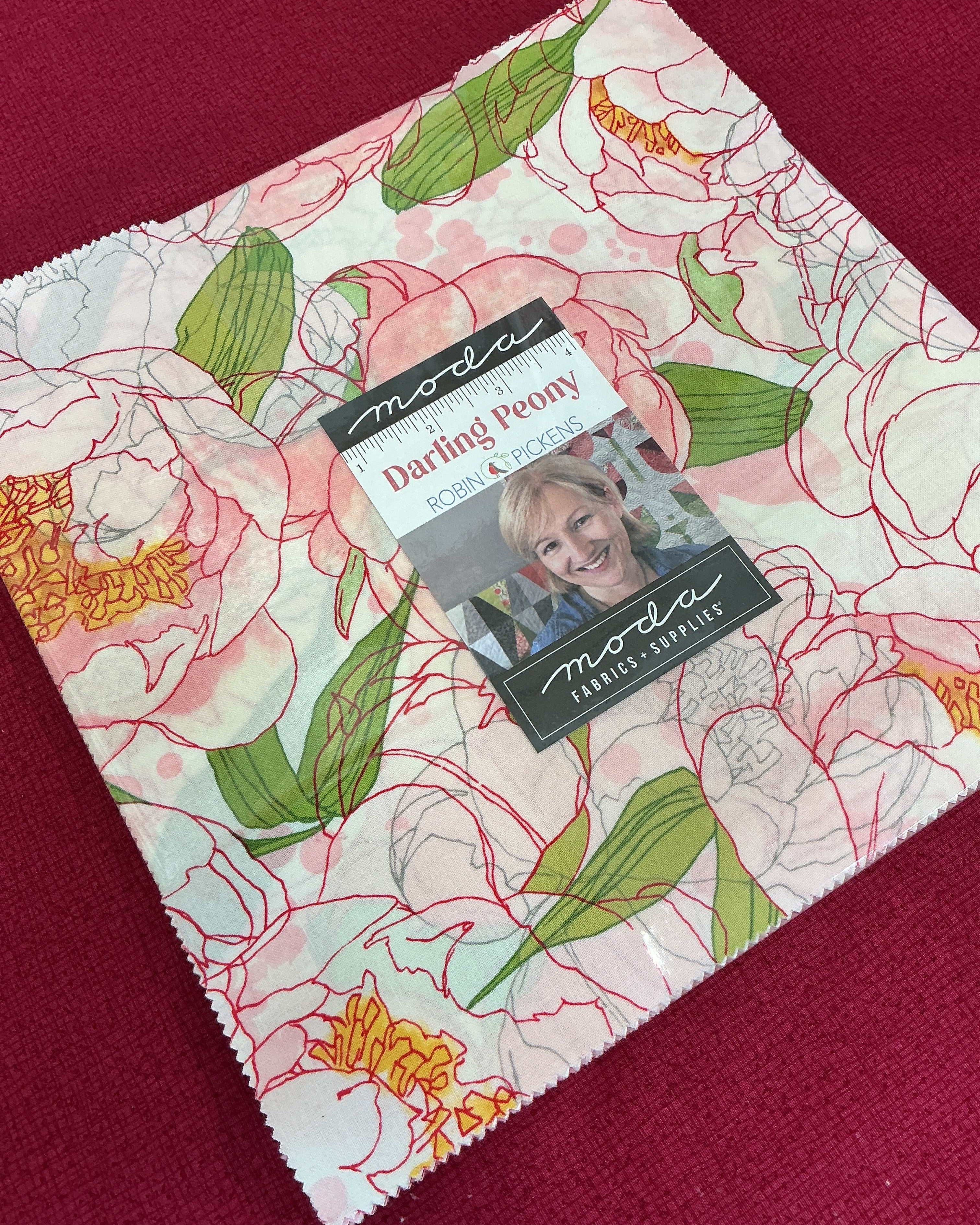 Frida Lap Size Quilt Kit featuring Darling Peony fabrics with pattern, accents, and binding included