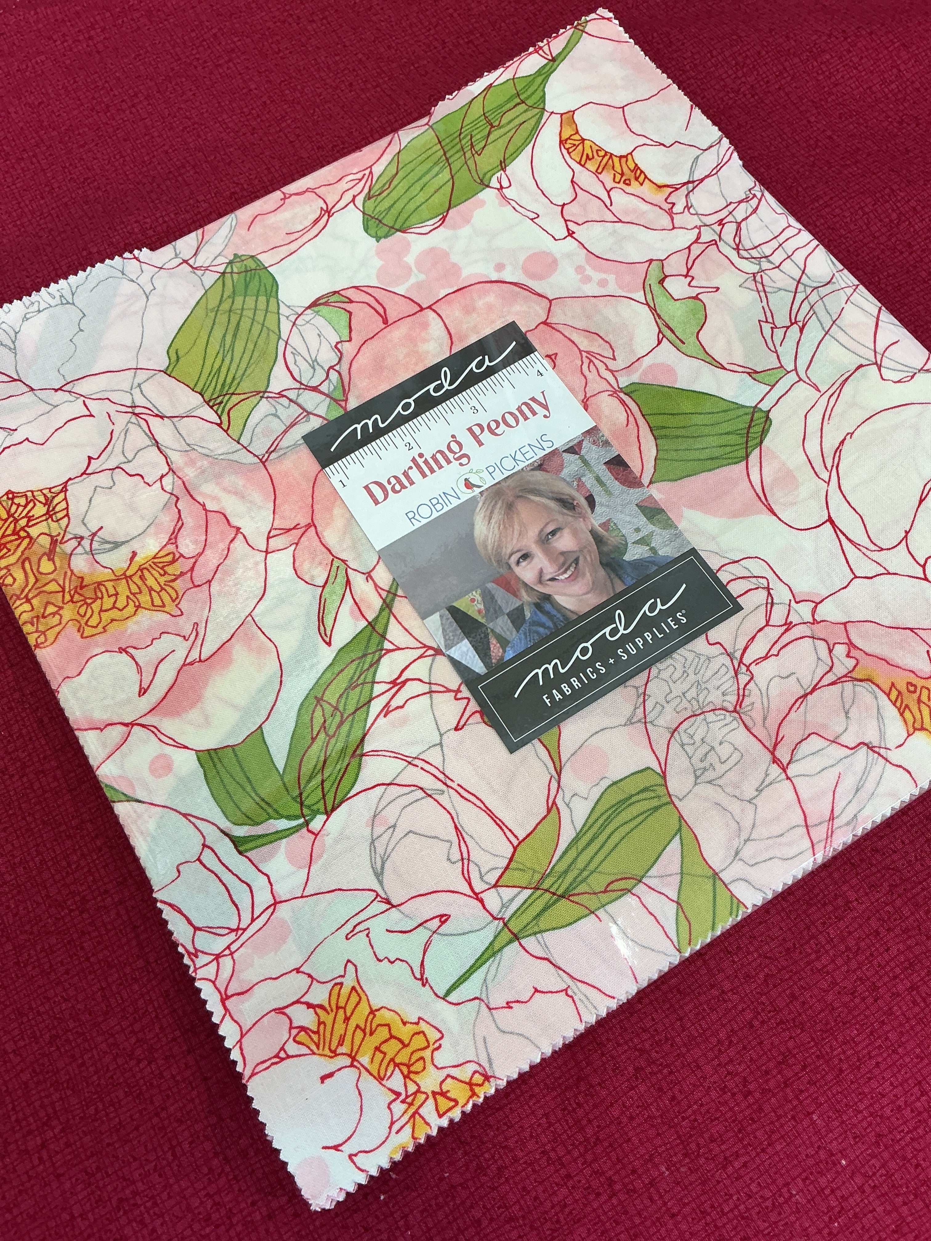 Frida Lap Size Quilt Kit featuring Darling Peony fabrics with pattern, accents, and binding included