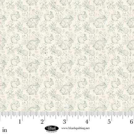 Parisian Snippets fabric with pastel bunny and floral prints by Frank Garcia for Blank Quilting