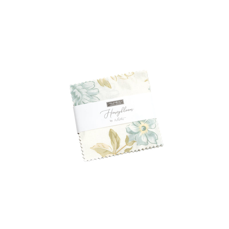 Honeybloom Mini Charm Pack fabric by 3 Sisters featuring pastel florals and geometric designs