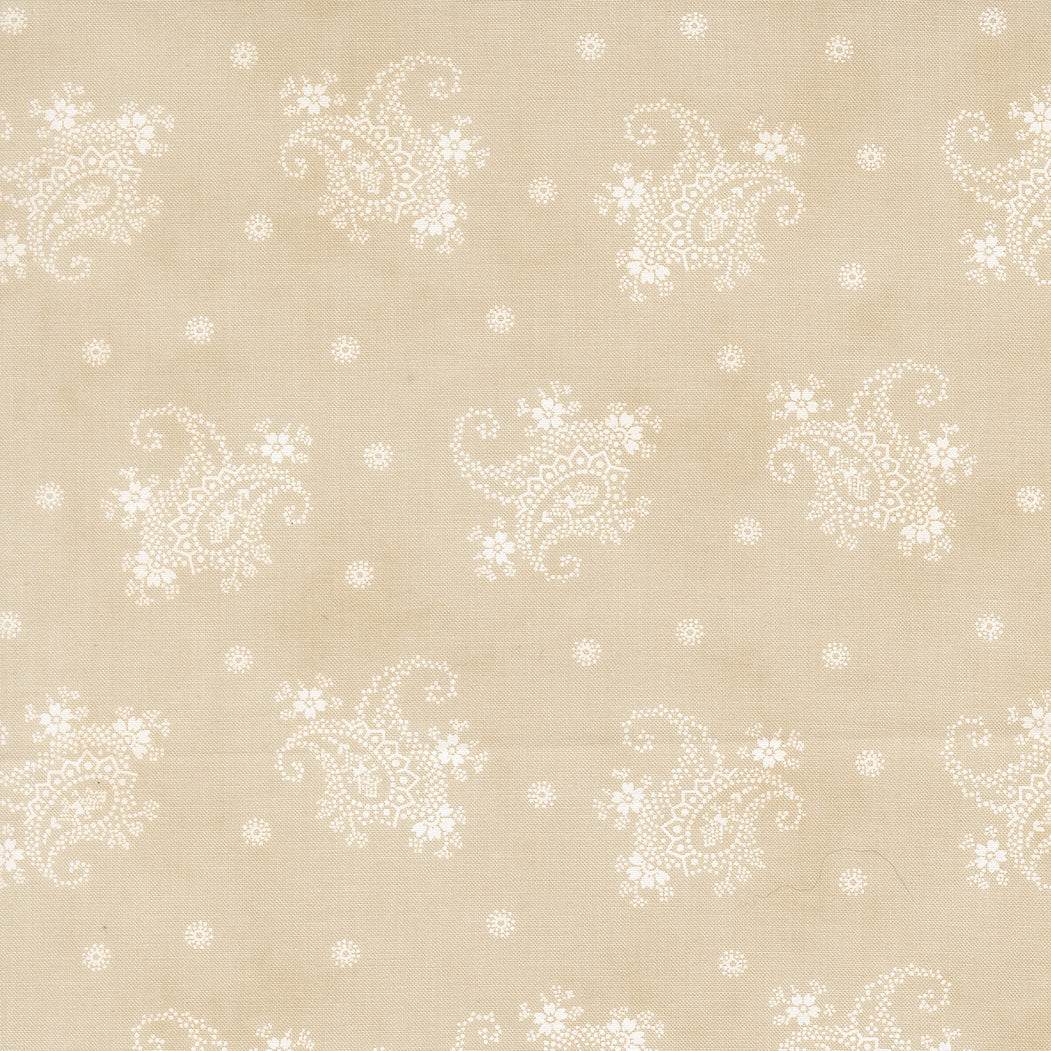 Breathtaking Blues paisley fabric in ecru with soft sky and deep navy tones by 3 Sisters for Moda Fabrics