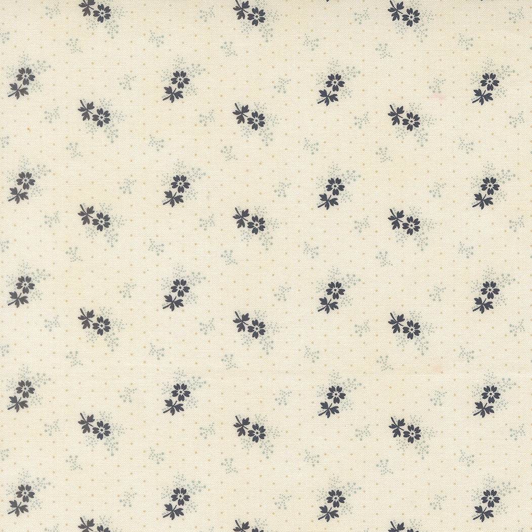 Breathtaking Blues Little Flower Porcelain fabric with soft sky tones and navy florals by 3 Sisters for Moda Fabrics