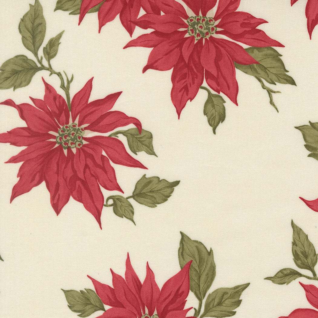 Candlelight Christmas Poinsettia Cream fabric by 3 Sisters for holiday quilting and décor