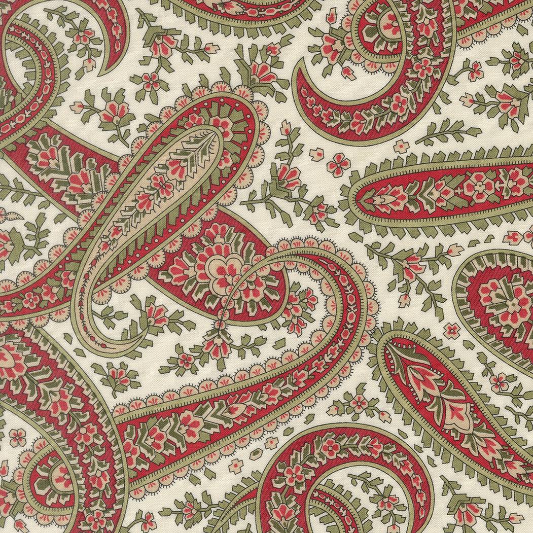 Candlelight Christmas Paisley Cream fabric by 3 Sisters for Moda Quilting
