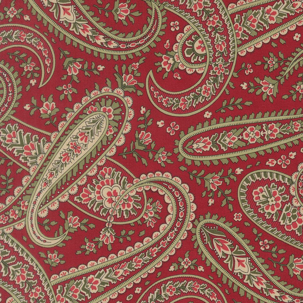 Candlelight Christmas plaza paisley crimson fabric by 3 Sisters for Moda Fabrics in half-yard increments
