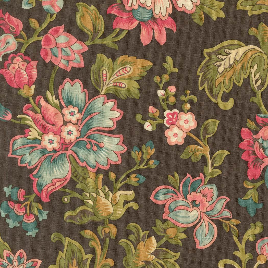 Chocolate Legacy Garden Flowers fabric with floral patterns from Collections for a Cause Unity by Marcus Howard for Moda Fabrics