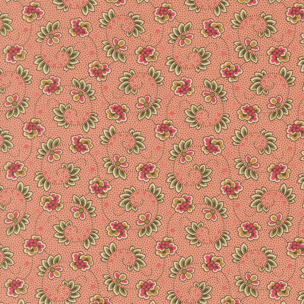 Peony Waltz Florals fabric from Unity collection by Marcus Howard in warm red, gold, and cream floral pattern, sold in half-yard increments