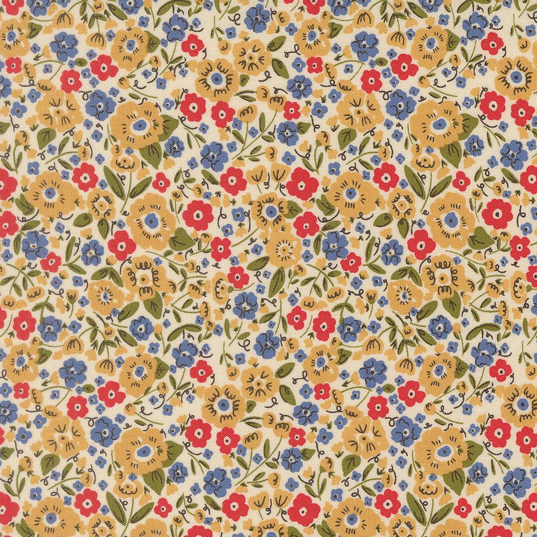 The Henhouse Calico Small Floral Tomato fabric by Gingiber in warm rustic colors