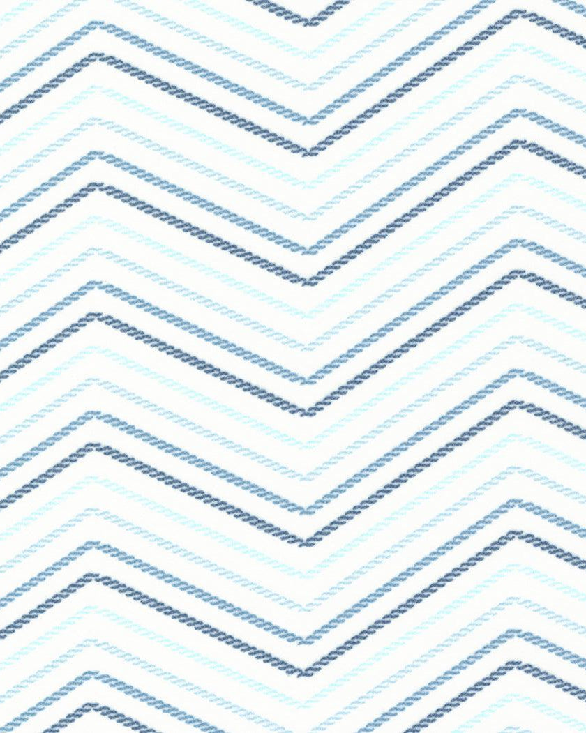 Lakeside Gatherings Flannel fabric with blue chevron stripes on white background by Primitive Gatherings