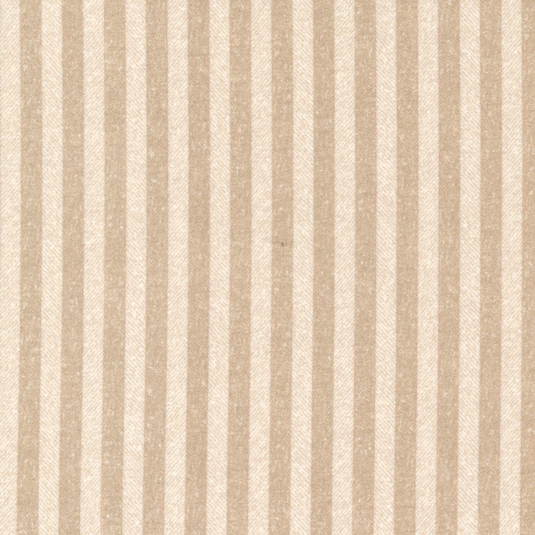 Lakeside Gatherings Flannel fabric in sand color with vertical stripes by Primitive Gatherings for Moda Fabrics