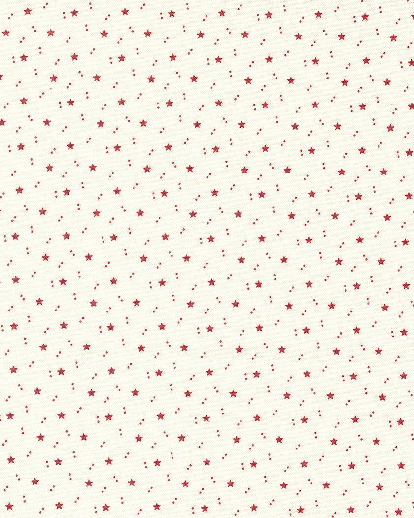 American Gatherings II fabric with red stars on dove heather background by Primitive Gatherings