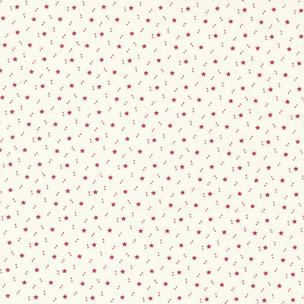 American Gatherings II fabric with red stars on dove heather background by Primitive Gatherings