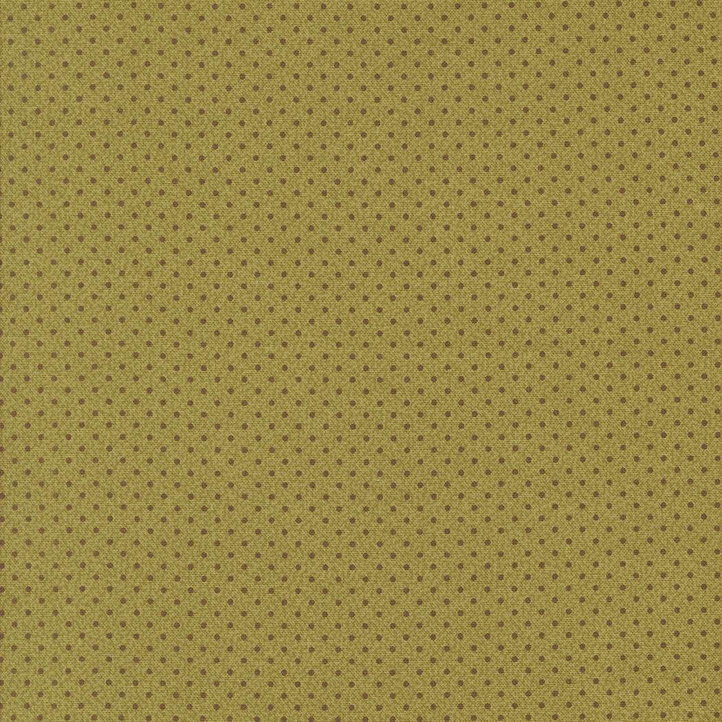 Pumpkin Spice autumn-themed cotton fabric in basil green with small dots by Lisa Bongean for Moda Fabrics