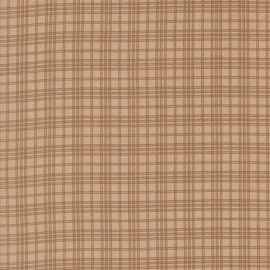 Pumpkin Spice khaki cotton fabric with plaid pattern by Primitive Gatherings for Moda Fabrics