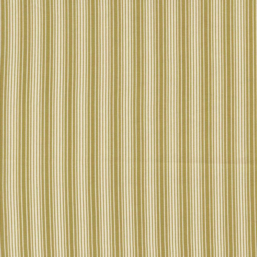 Pumpkin Spice autumn-themed striped cotton fabric in basil green by Lisa Bongean for Moda Fabrics