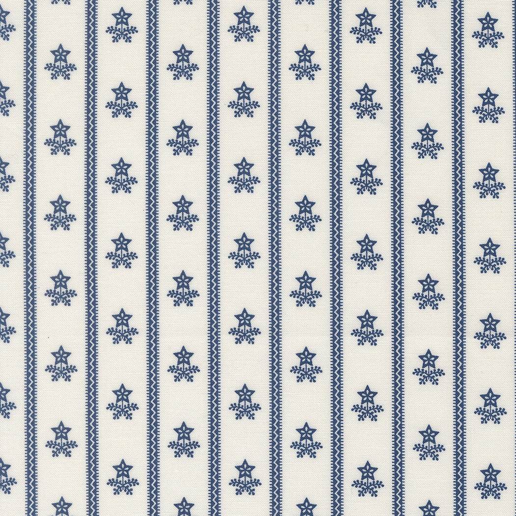 American Gatherings III Bouquet Stripes Cloud Nautical Blue fabric by Primitive Gatherings for Moda Fabrics with blue star and stripe pattern
