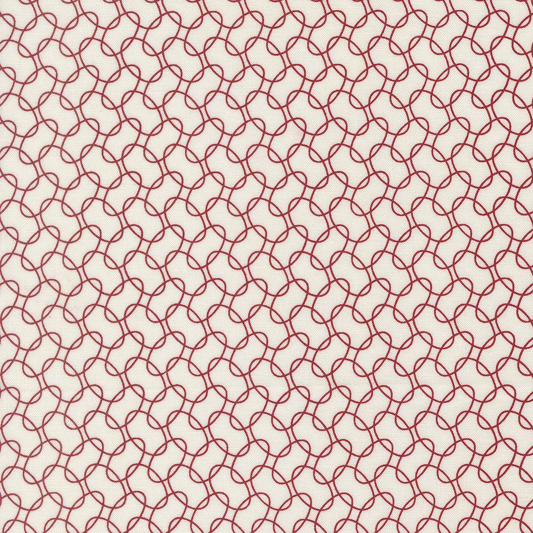 American Gatherings III Intertwined Cloud Crimson fabric by Primitive Gatherings for Moda, red swirl pattern on cream background