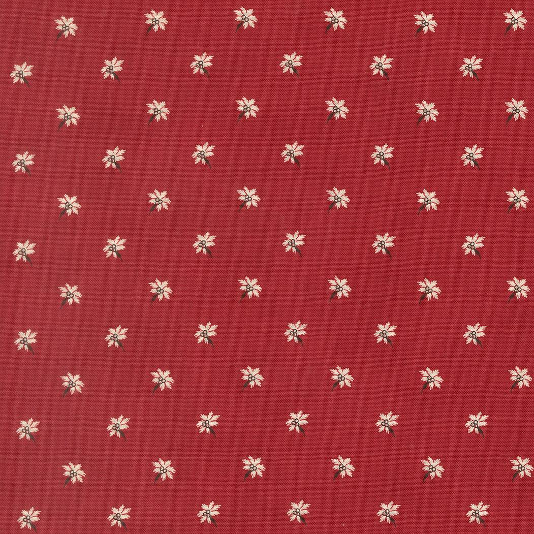 Joyful Gatherings II Poinsettia Deep Crimson fabric by Lisa Bongean for Moda Fabrics in rich red holiday print