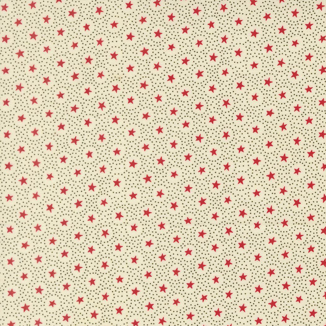 Joyful Gatherings II Circle of Stars Cloud fabric by Lisa Bongean featuring festive Christmas motifs in reds, greens, and creams