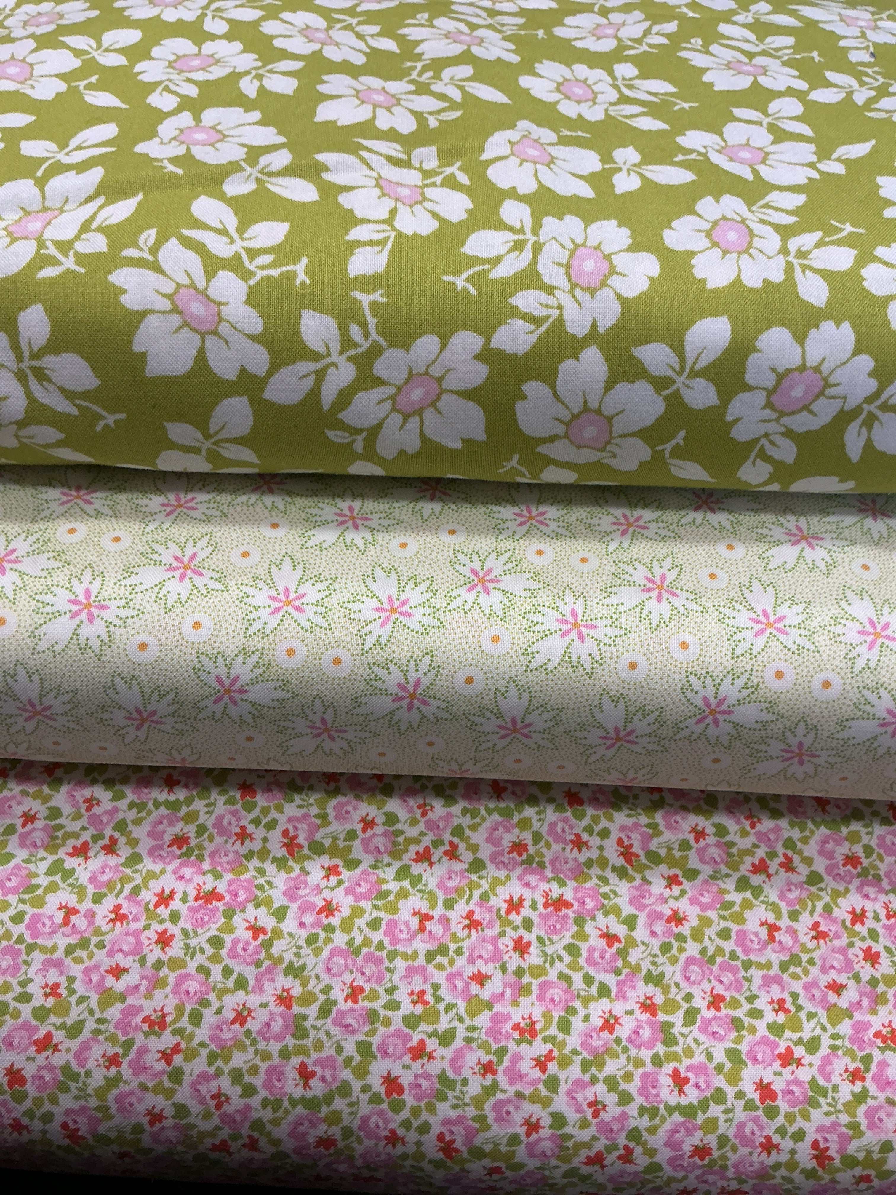 Three coordinating fabrics in a 3 Yard Quilt Bundle from Bella Rose Quilts for quilting and sewing projects