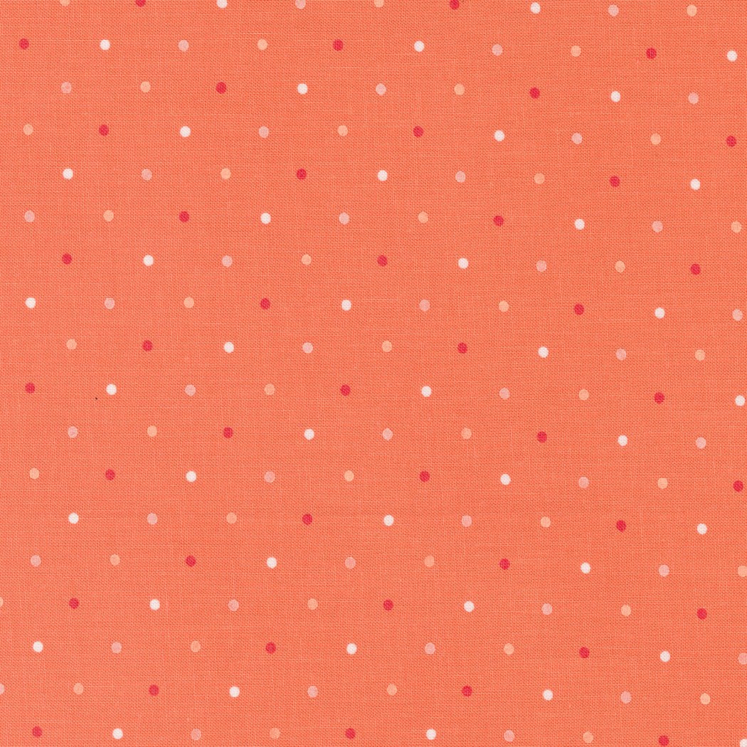 Magic Dot coral fabric with multicolor polka dots by Lella Boutique for Moda Fabrics