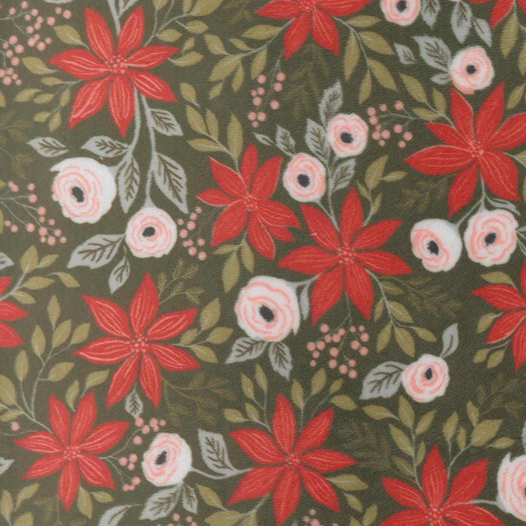Christmas Eve Quilting Cuddle poinsettia party wintergreen fabric by Lella Boutique for holiday quilting projects