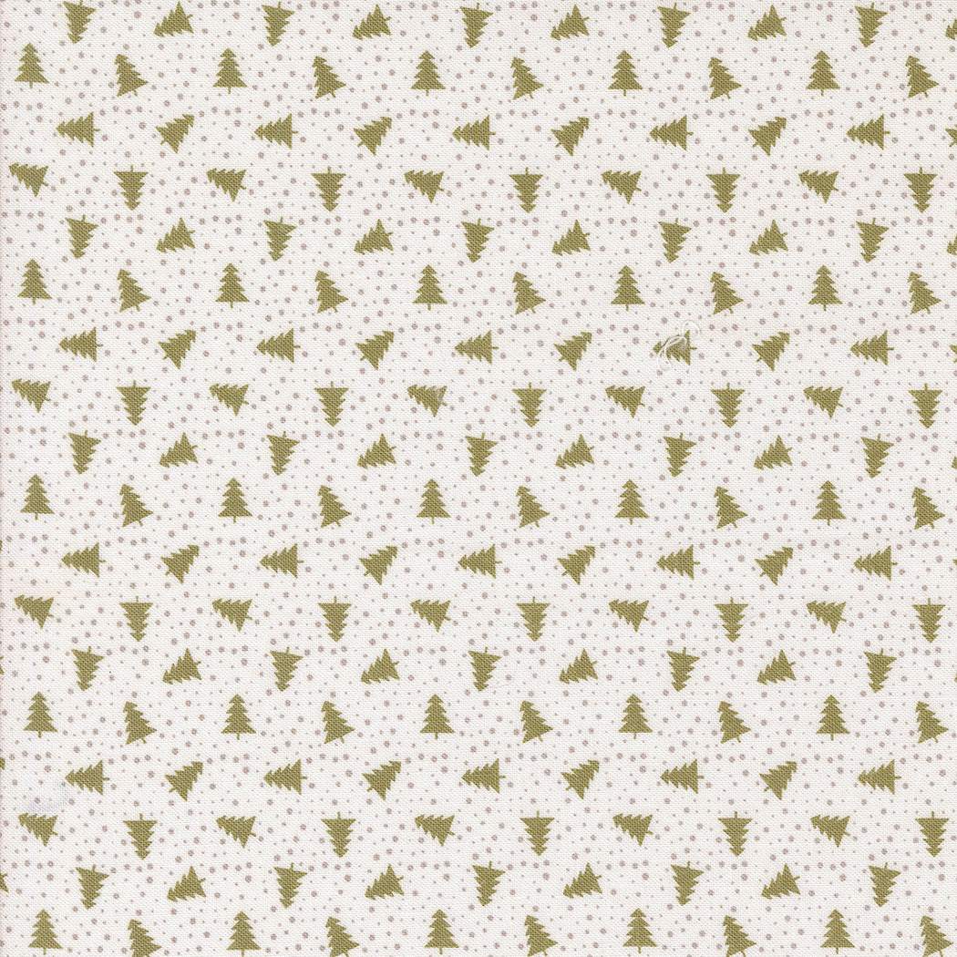Berry & Pine Christmas fabric with sage green trees and dots for holiday sewing projects