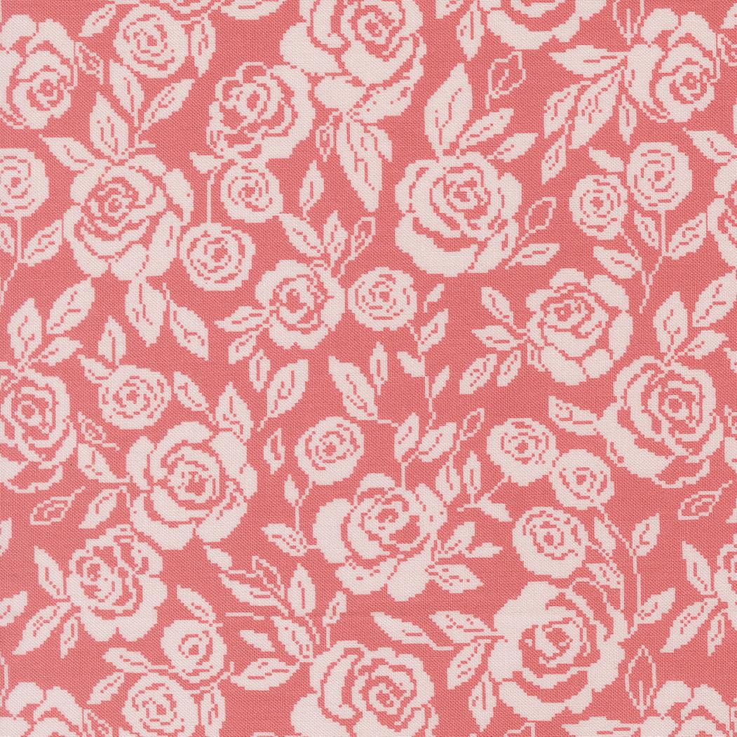 Wild Honey Monofloral Rose Water fabric with pink and cream floral pattern by Lella Boutique for Moda