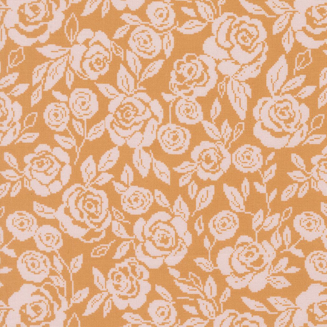 Wild Honey Monofloral Honey floral fabric by Lella Boutique Moda, warm golden rose pattern