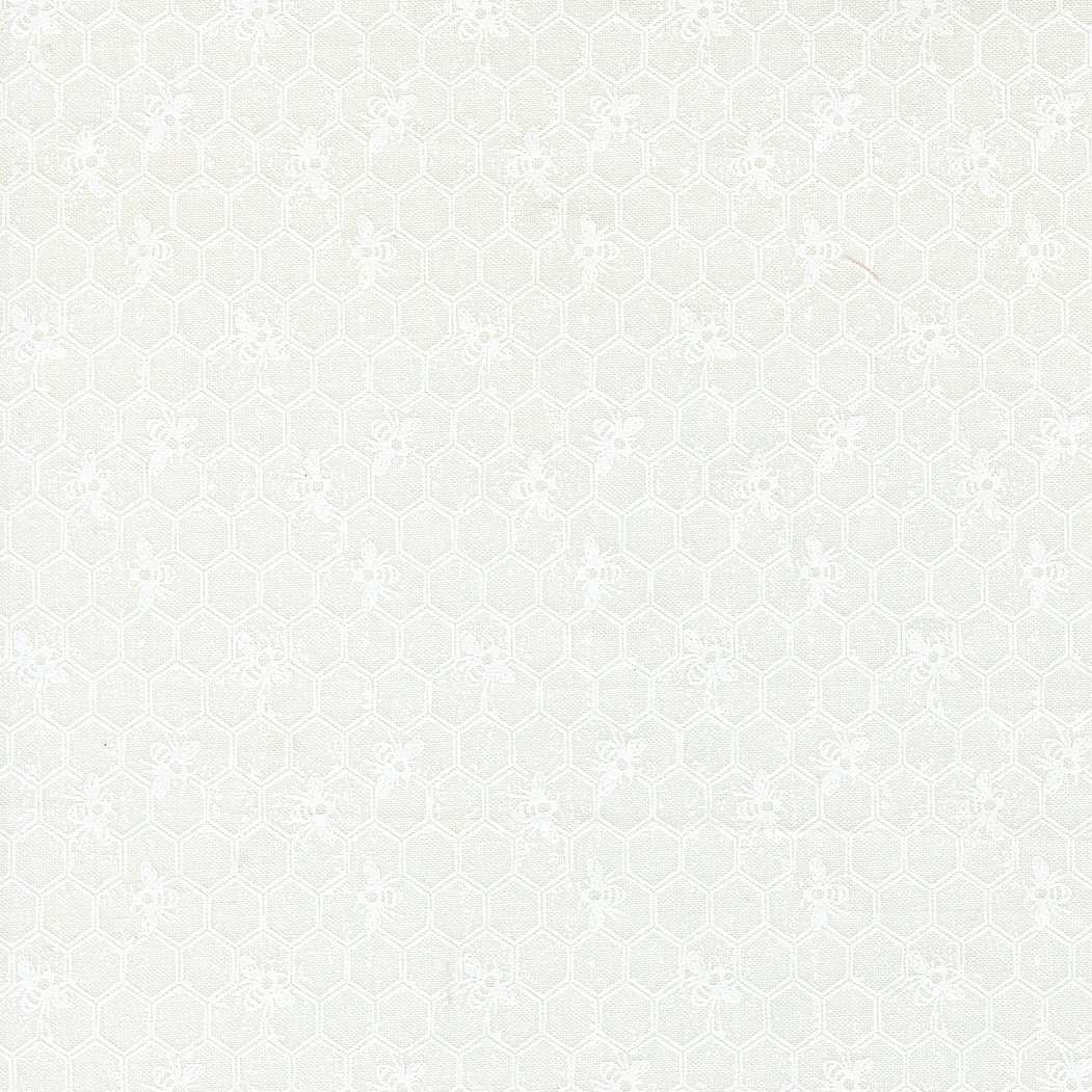 Wild Honey white honeycomb daisy fabric pattern by Lella Boutique for Moda, sold by the half yard