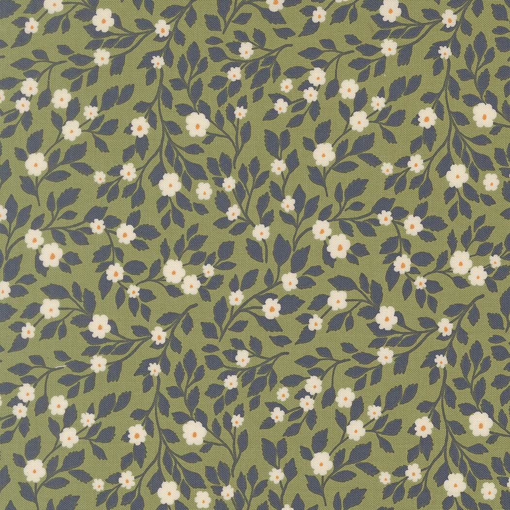 True Love Daydream Posies Fern fabric by Vanessa Goertzen with vintage florals and birds in calming colors