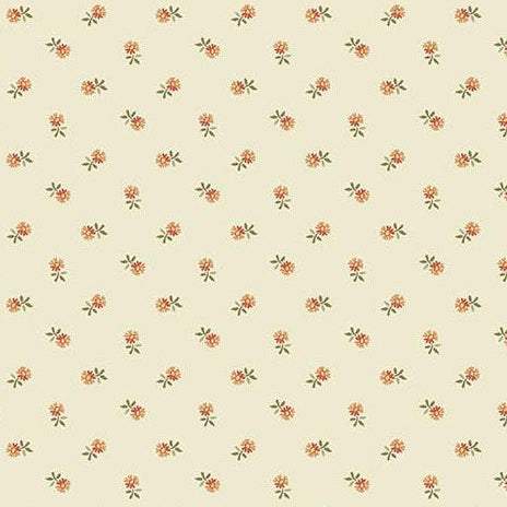 Farmer's Daughter Field Driftwood fabric with small floral print on cream background by Edyta Sitar