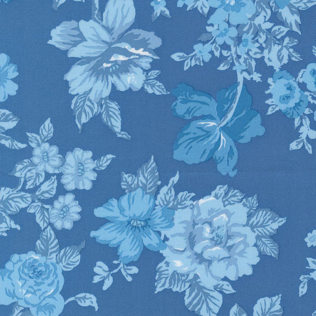 Blueprint Heirloom Florals blue vintage floral fabric by Camille Roskelley for Moda Fabrics