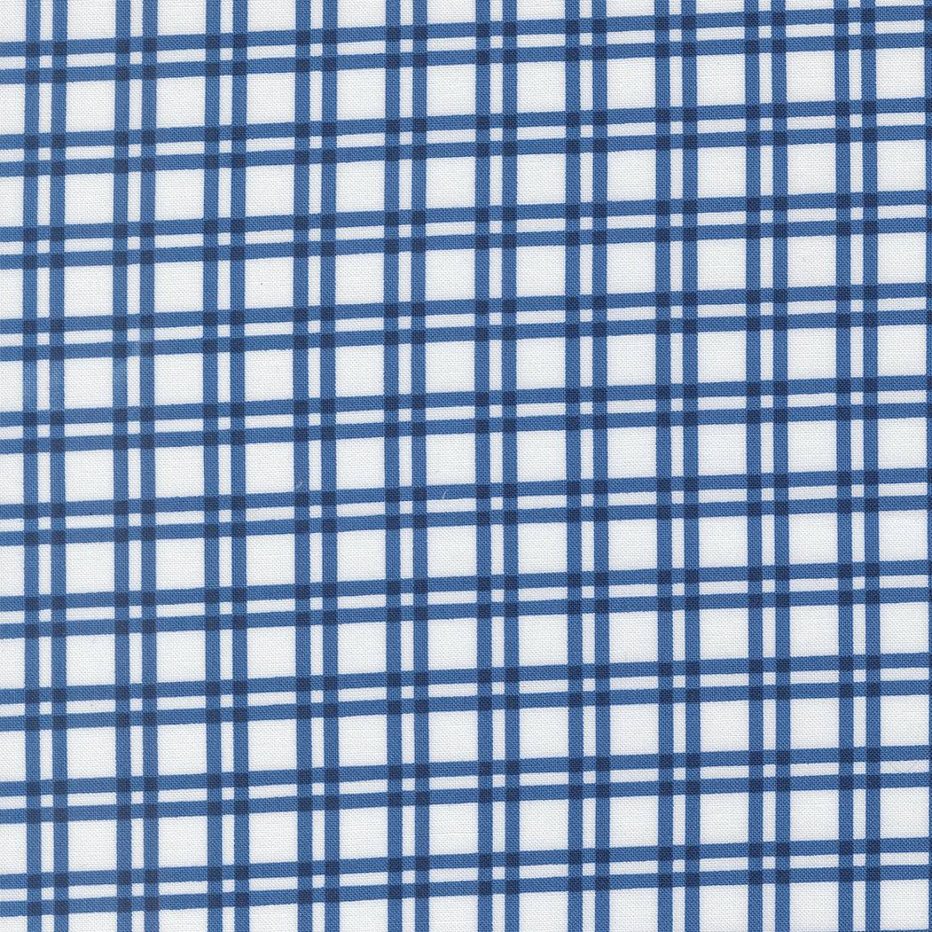 Blueprint Plaid Checks white and navy fabric by Camille Roskelley for Moda Fabrics