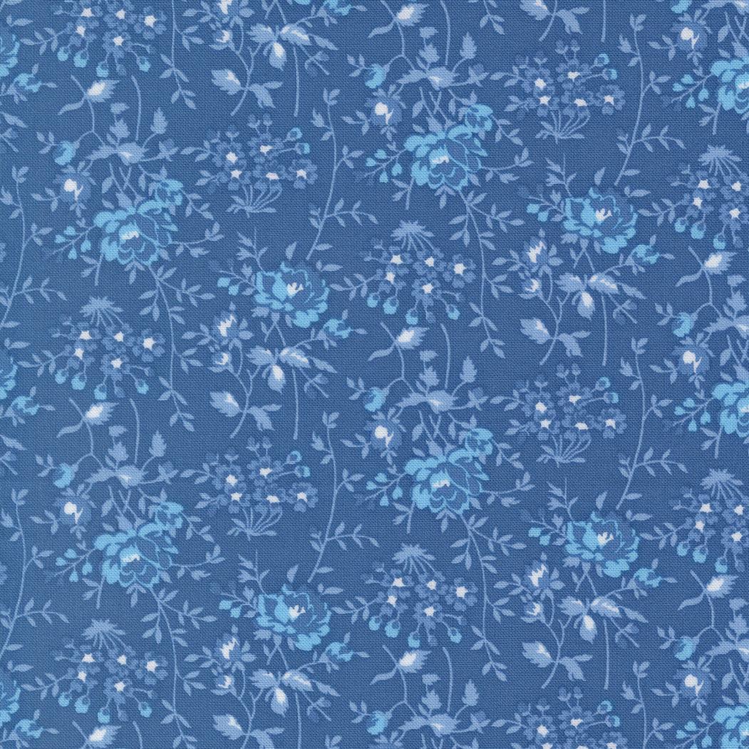 Blueprint Bloomsbury Florals sea blue vintage floral fabric by Camille Roskelley for Moda Fabrics