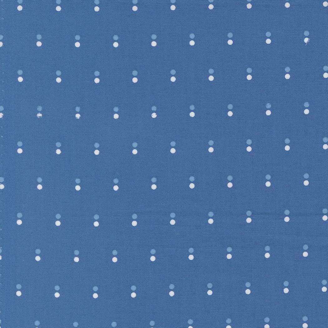 Blueprint Dots Sea fabric by Camille Roskelley Moda Fabrics in classic blue with white and light blue dots pattern