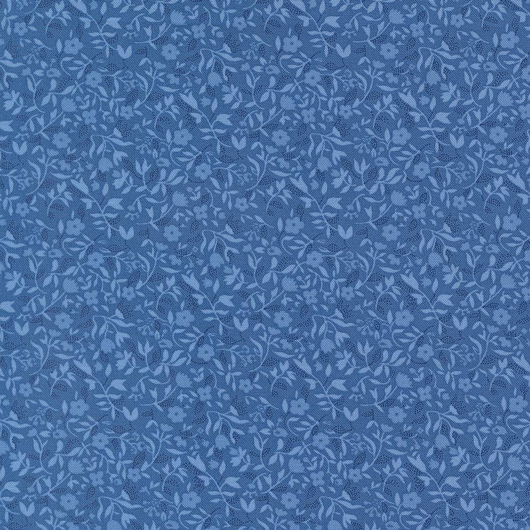 Blueprint Frolic Florals Sea vintage floral blue cotton fabric by Camille Roskelley for Moda Fabrics
