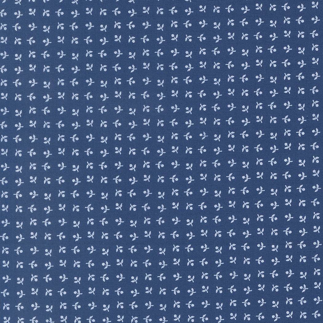 Blueprint Somerset Navy vintage floral and dotted fabric pattern by Camille Roskelley for Moda Fabrics
