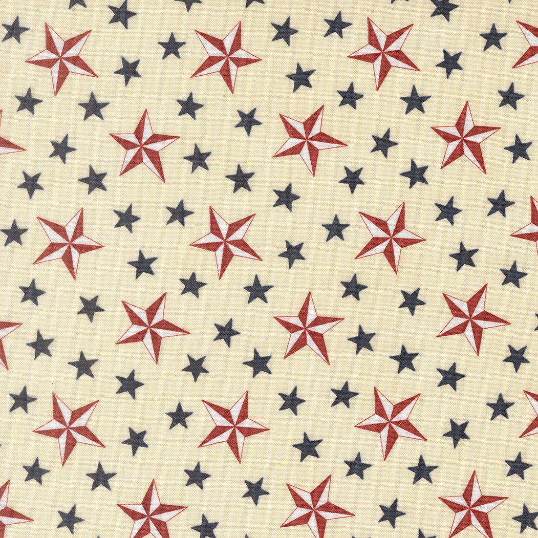 America 250 Years fabric with tossed stars on parchment background by Deb Strain for Moda Fabrics