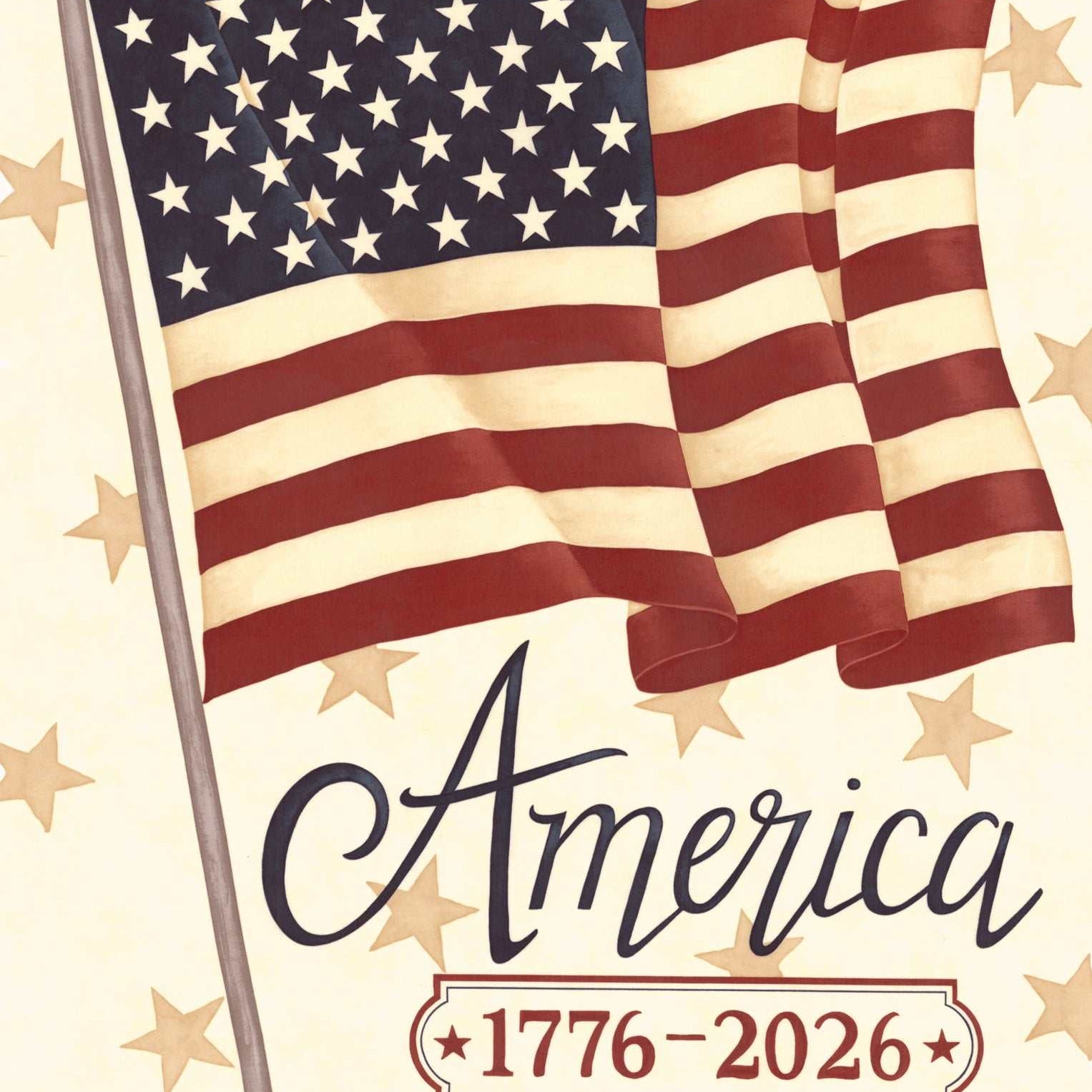 America 250 Years patriotic anniversary fabric panel by Deb Strain for Moda Fabrics