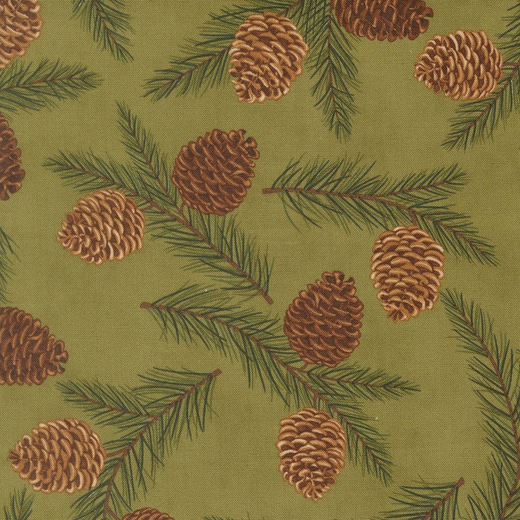 Northwoods Lodge fabric pattern with pinecones, greenery, and meadow design by Deb Strain for Moda Fabrics
