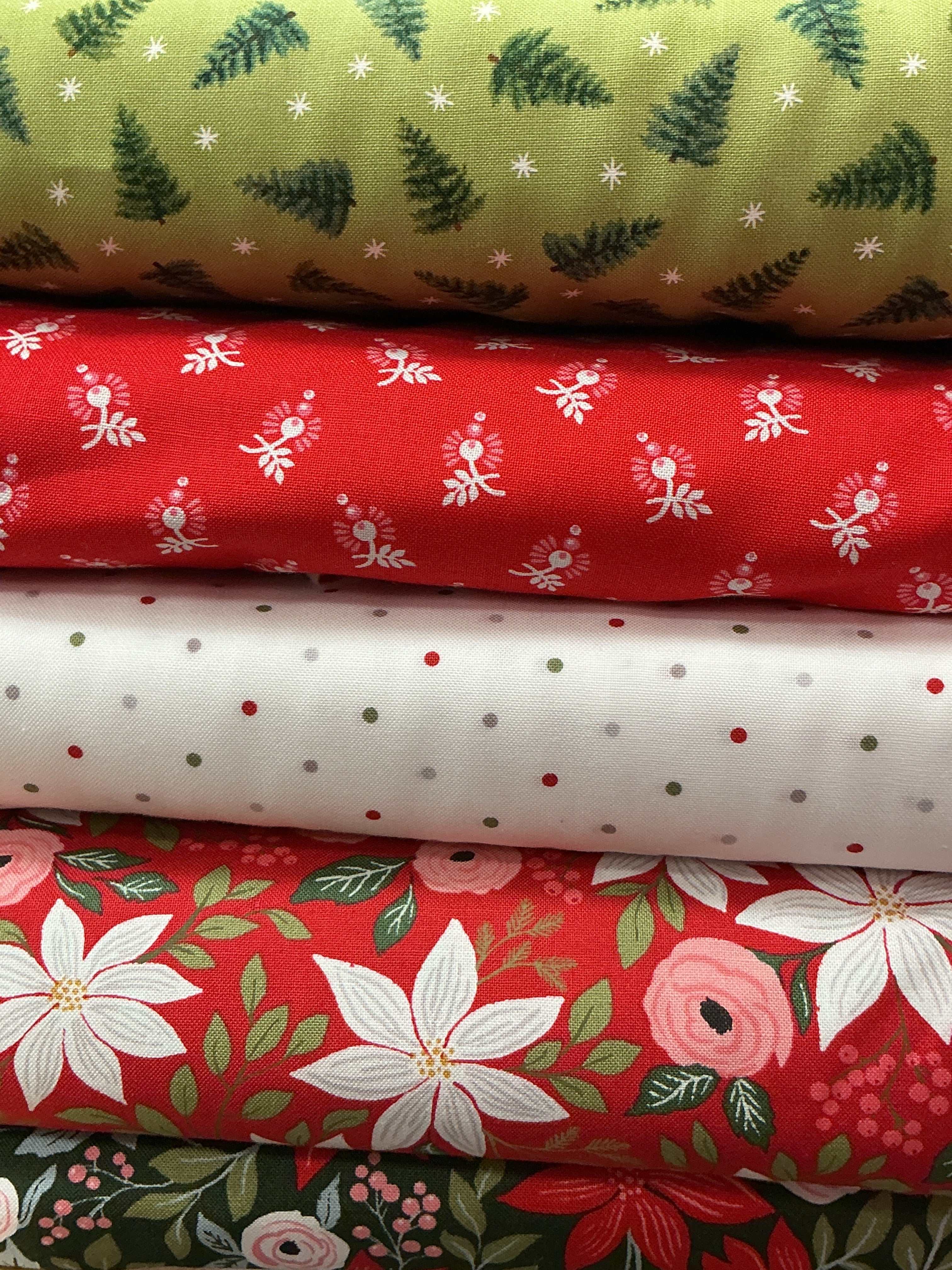 Berry and Pine fabric bundle with five 1-yard cuts in coordinating designs