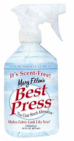 Best Press Scent Free 16oz fabric spray starch in clear bottle for wrinkle removal and sewing aid